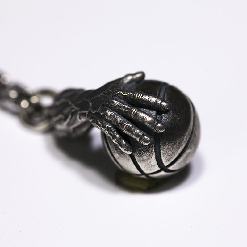 (image for) Sterling Silver 3D Basketball Pendant Necklace for Men